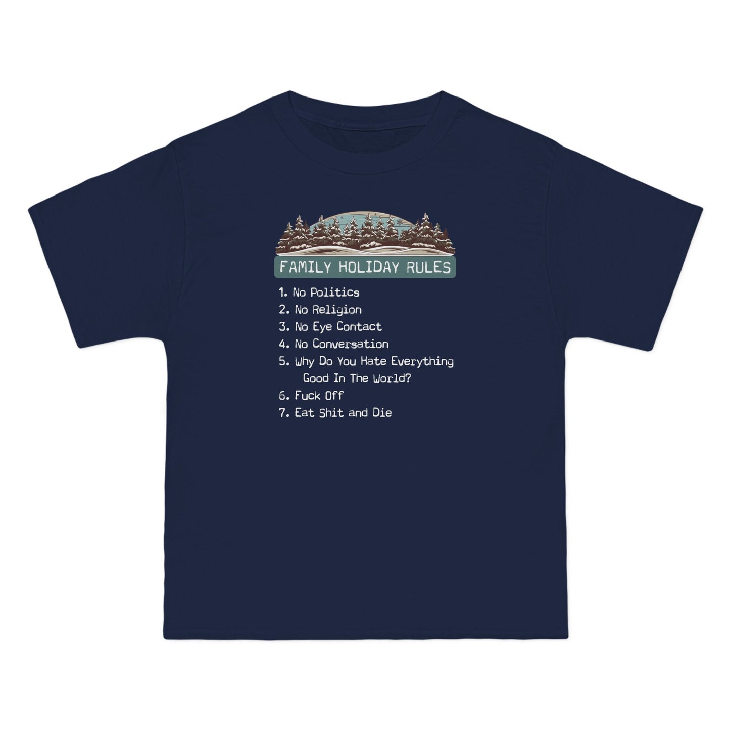 Family Holiday Rules - Men's Heavyweight T-Shirt