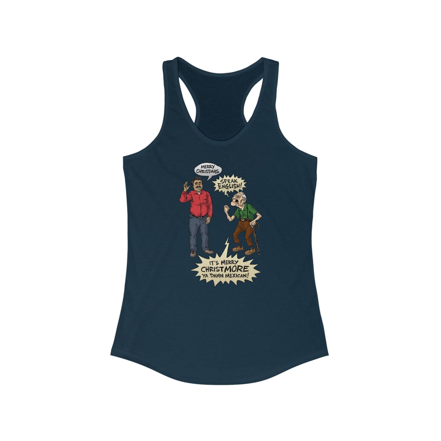 Merry Christmas Vs. Merry Christmore - Women’s Racerback Tank