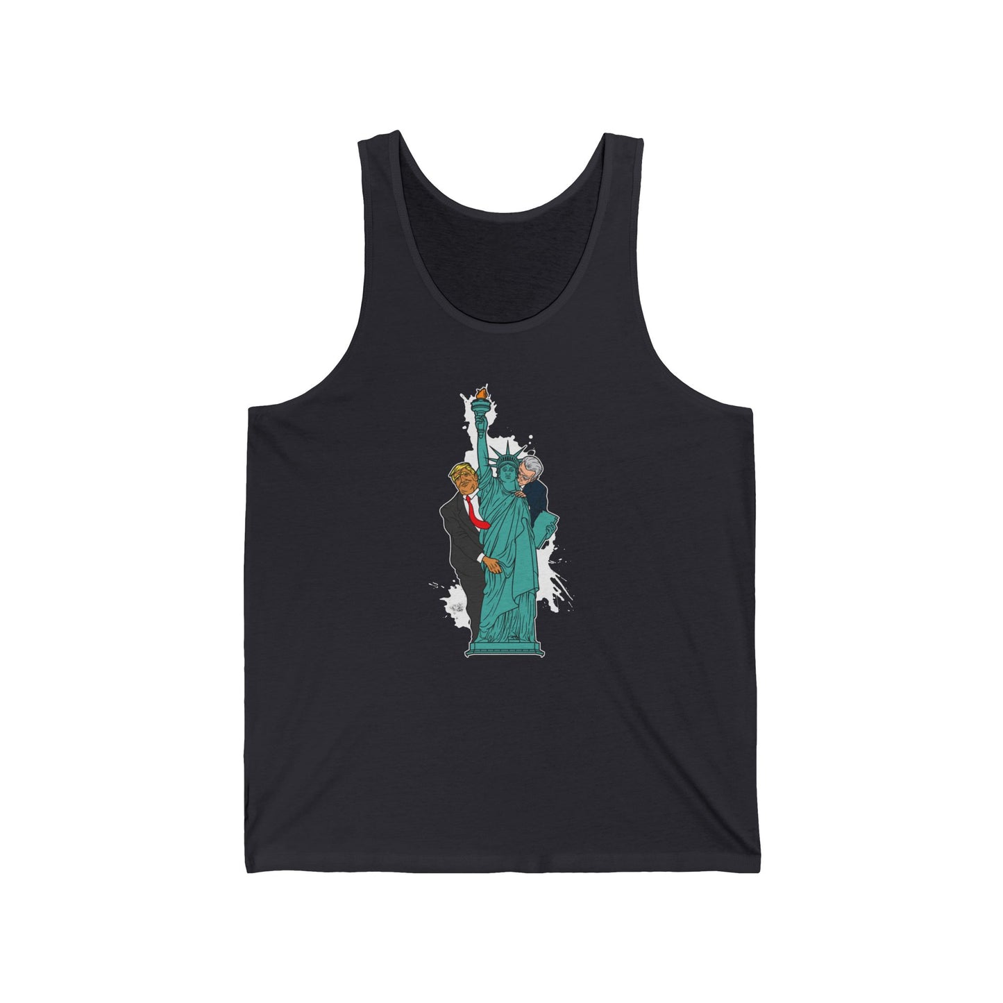 Trump Biden Statue Of Liberty - Menage A Trois - Unisex Tank