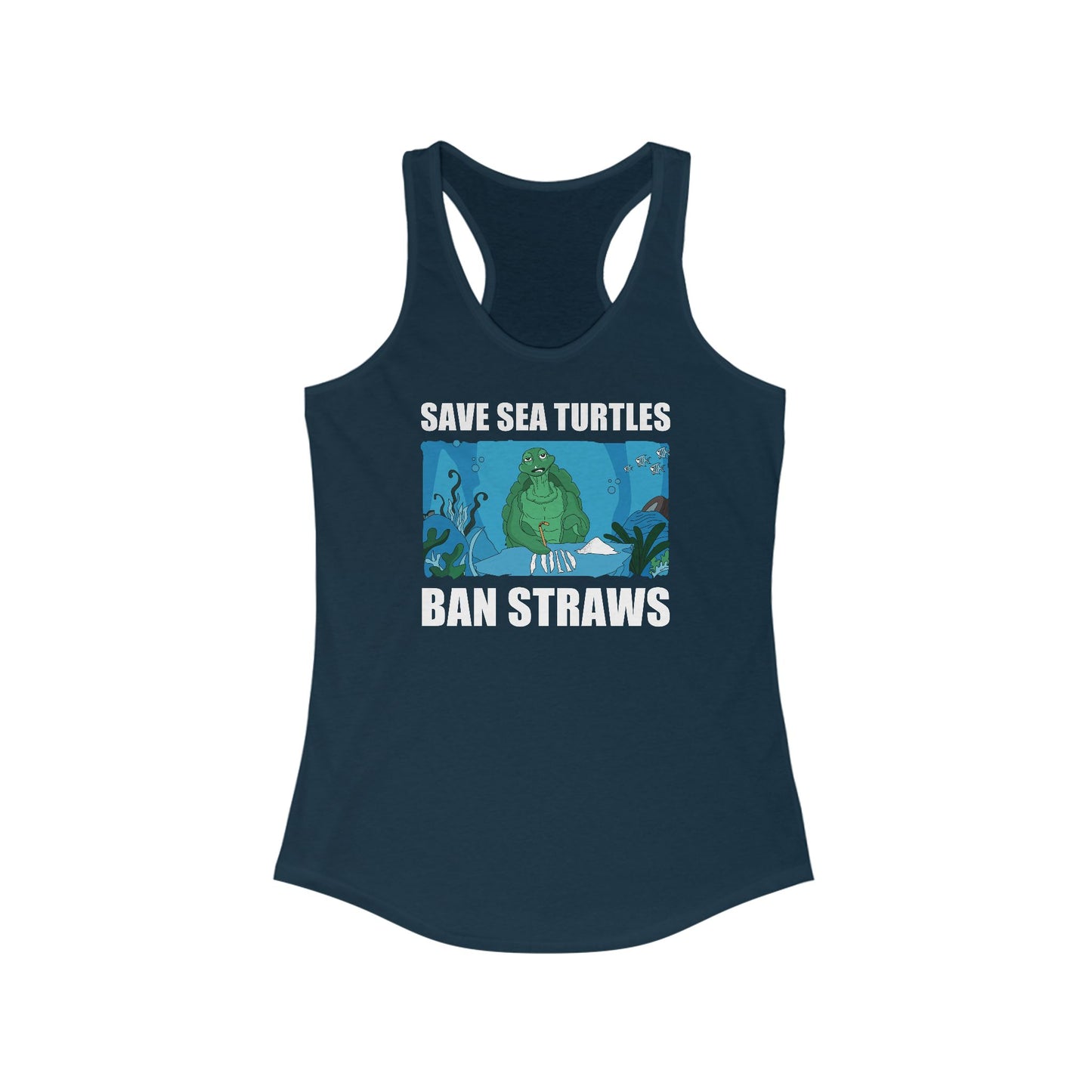 Save Sea Turtles. Ban Straws - Women's Racerback Tank