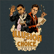 ILLUSION OF CHOICE 2012 ELECTION SHIRT - BARACK OBAMA & MITT ROMNEY