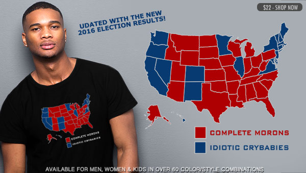 COMPLETE MORONS (RED STATES) - IDIOTIC CRYBABIES (BLUE STATES) 2016