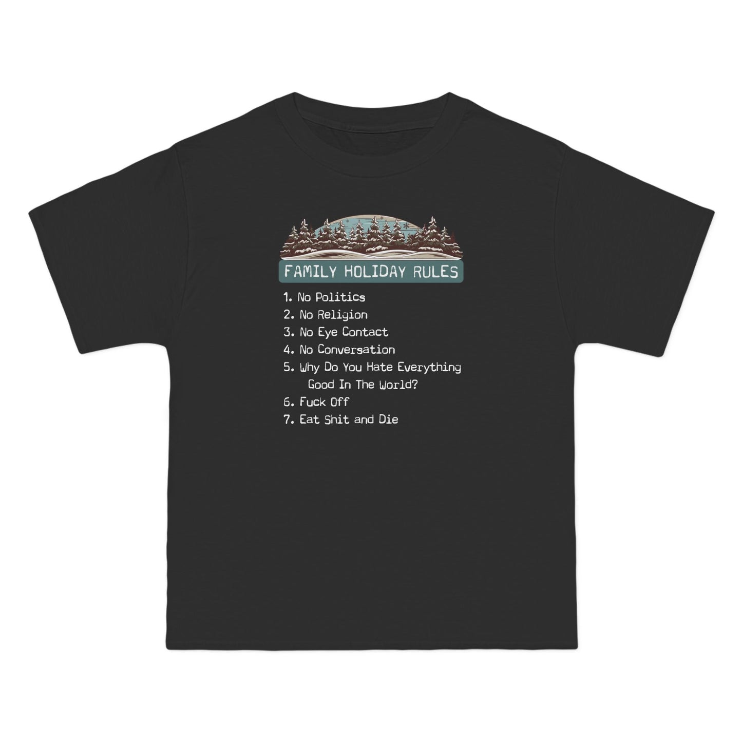 Family Holiday Rules - Men's Heavyweight T-Shirt