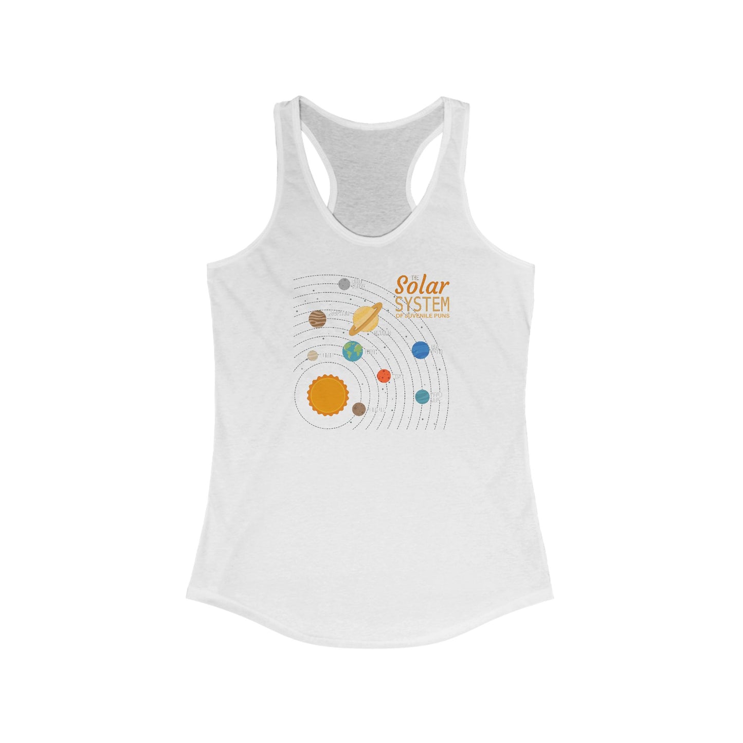 The Solar System Of Juvenile Puns - Women’s Racerback Tank