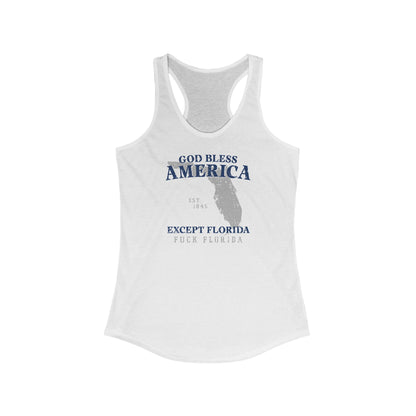 God Bless America Except (State) - Women's Racerback Tank