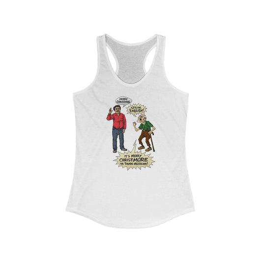Merry Christmas Vs. Merry Christmore - Women’s Racerback Tank