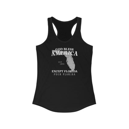 God Bless America Except (State) - Women's Racerback Tank