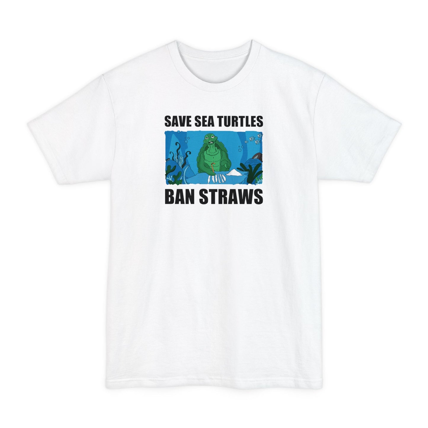 Save Sea Turtles. Ban Straws - Men's Tall T-Shirt
