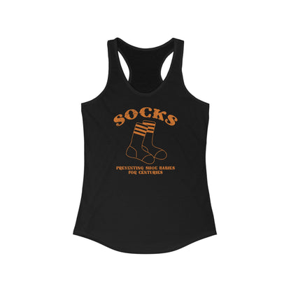 Socks - Preventing Shoe Babies For Centuries  - Women’s Racerback Tank