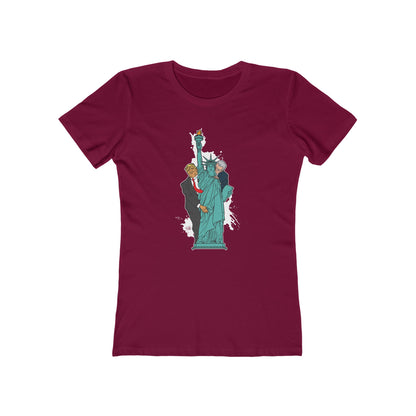 Trump Biden Statue Of Liberty - Menage A Trois  - Women’s T-Shirt