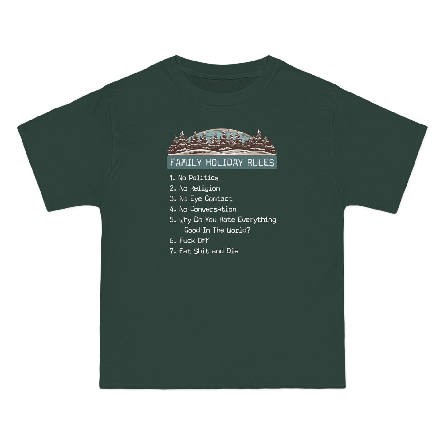 Family Holiday Rules - Men's Heavyweight T-Shirt