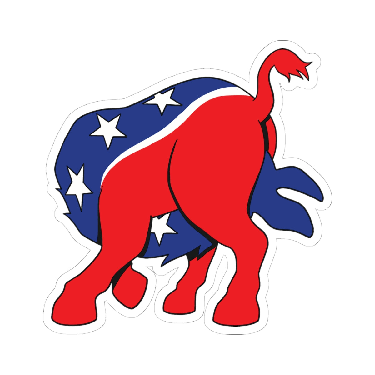 Democratic Donkey (Head Up It's Ass) - Kiss-Cut Sticker