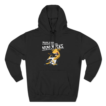 Never Insult A Giraffe Holding Nunchucks - Hoodie