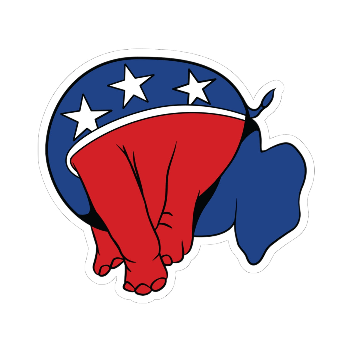 Republican Elephant (Head Up It's Ass) - Kiss-Cut Sticker