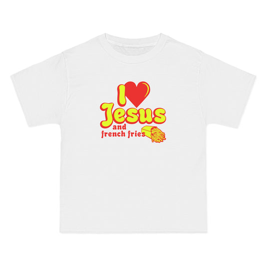 I Heart Jesus (And French Fries) - Men's Heavyweight T-Shirt
