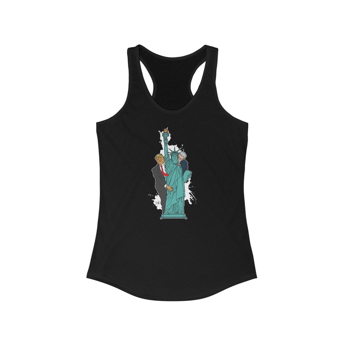 Trump Biden Statue Of Liberty - Menage A Trois  - Women’s Racerback Tank