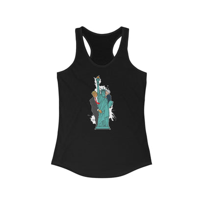 Trump Biden Statue Of Liberty - Menage A Trois  - Women’s Racerback Tank