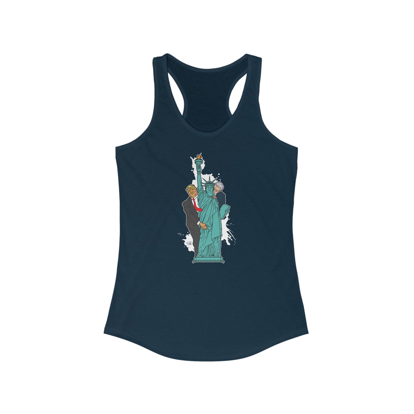 Trump Biden Statue Of Liberty - Menage A Trois  - Women’s Racerback Tank