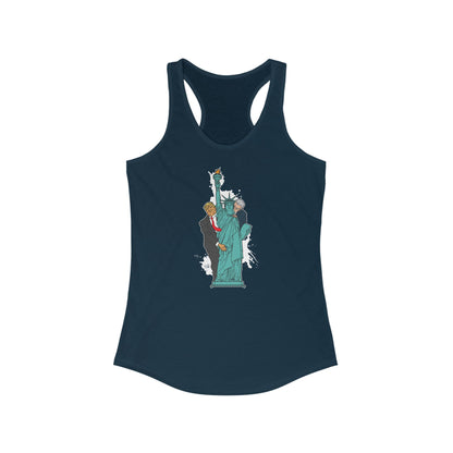Trump Biden Statue Of Liberty - Menage A Trois  - Women’s Racerback Tank